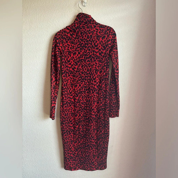 Zara Trafulac Leopard Print Turtleneck Midi Dress - Picture 5 of 6